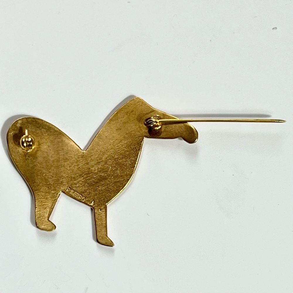 Vintage Riveiro Signed Pin Brooch Animal Llama Alpaca Horse Modernist Enamel - Picture 4 of 9